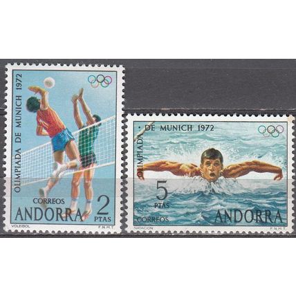 Andorra Español 1972 Michel 76 - 77 Neuf ** Cote (2008) 1.10 € Jeux olympiques
