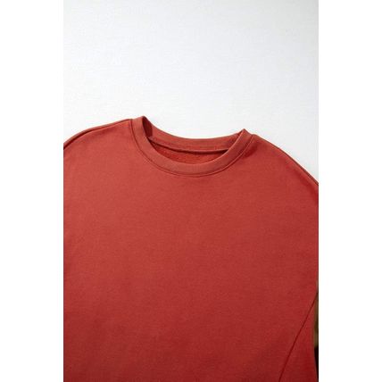 Gold Flame Two Tone Patchwork Drop Shoulder Pullover Sweatshirt