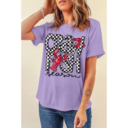 Wisteria Craw Fish Season Graphic Short Sleeve Top