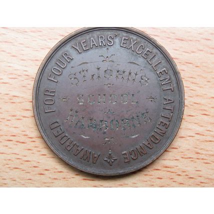 City of Birmingham Education Committee St Johns School Harborne Medal 1860(e762)
