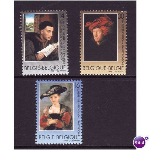 BELGIUM 1996 PAINTINGS SET 3 VALS U/M MINT
