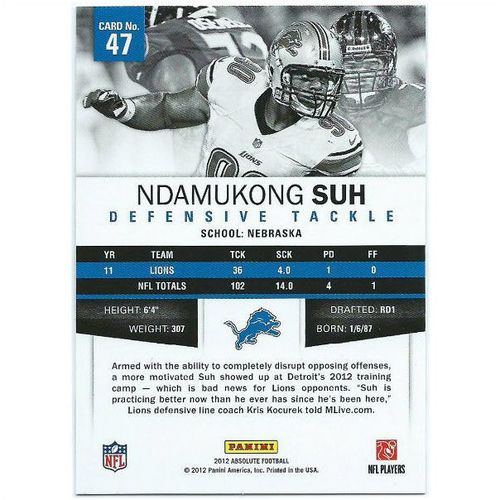 2012 Panini Absolute - #47 - Ndamukong Suh