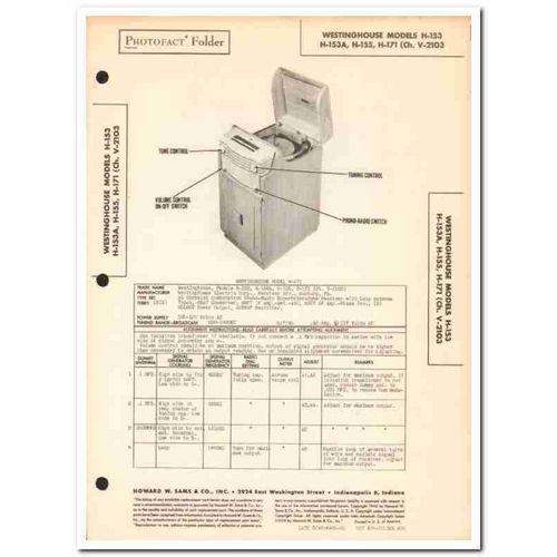 westinghouse model h-153 h-155 h-171 radio phono sams photofact manual