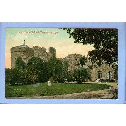 New York Tarrytown The Castle School View Large Old Stone Castle w/Towers~306