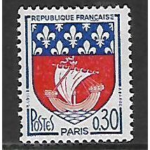 FRANCE 1960 ARMS 30c PARIS RED AND BLUE SG 1499f M MINT#2