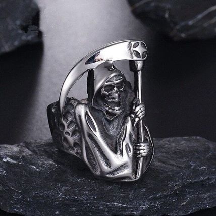 New Men’s Silver Stainless Steel Grim Reaper Ring (Sz 10)