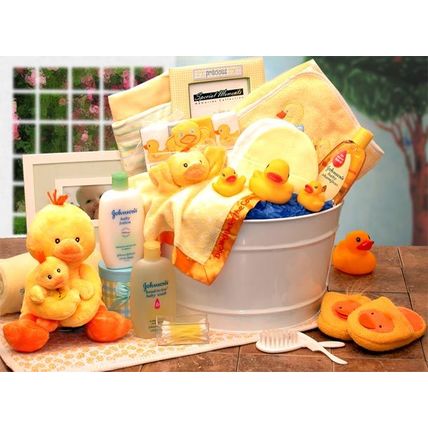Bath Time Baby New Baby Basket-Yellow Lg