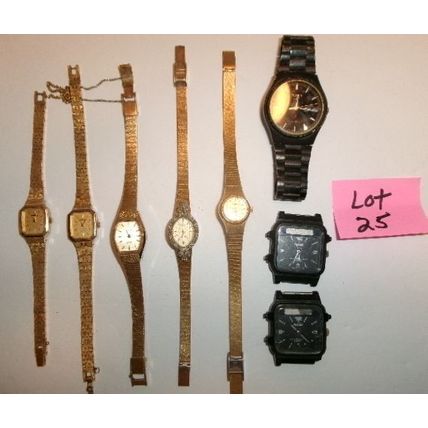 Lot of 8 Vintage Phasar Watches Parts Repair Lot 25