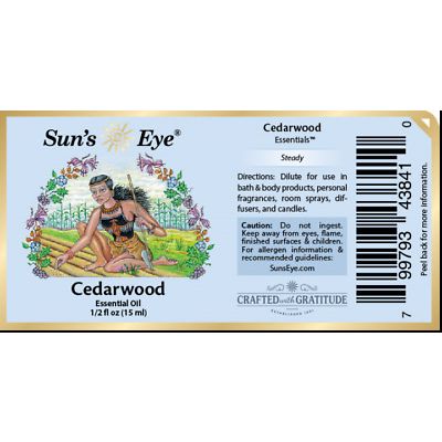 Cedarwood, Sun's Eye Essential Oil, 1/2 Ounce Bottle