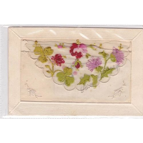 Silk Postcard Showing Flowers With Insert (SIL681)