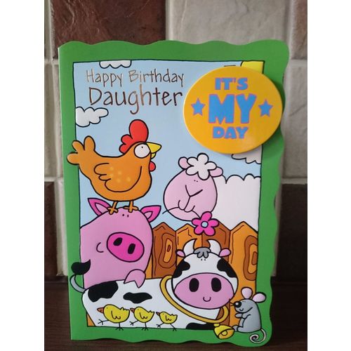Daughter Birthday Cards - Complete with badge & colour me in inside - 0013
