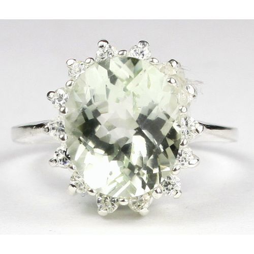 Green Amethyst (Prasiolite), 925 Sterling Silver Ring, SR283