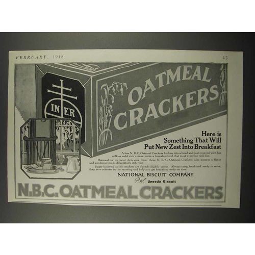 1918 National Biscuit Company Oatmeal Crackers Ad