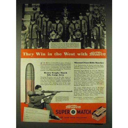 1935 Western Super-Match Ammunition Ad - Western Military Academy Teams