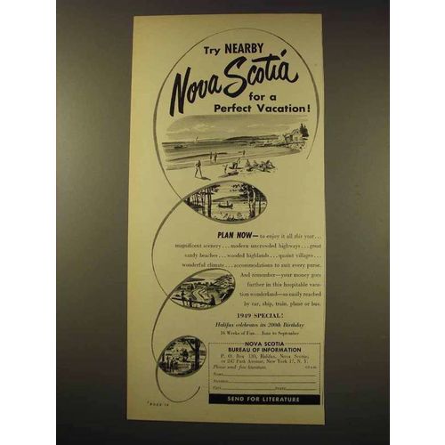 1949 Nova Scotia Canada Ad - Try Nearby