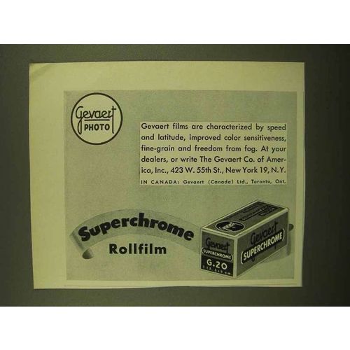 1950 Gevaert Superchrome Rollfilm Ad