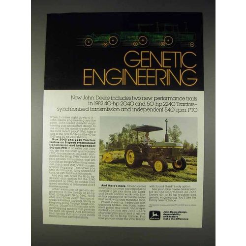 1982 John Deere 2040 and 2240 Tractors Ad - Genetic