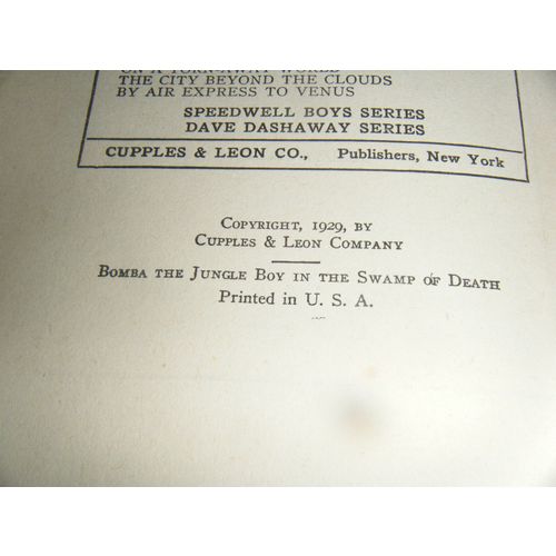 Bomba the Jungle Boy in the Swamp of Death (Hardcover, Illustrated, 1929)