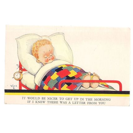 A LETTER COMING..by Vera P. (Paterson) vintage unused postcard by Valentine #