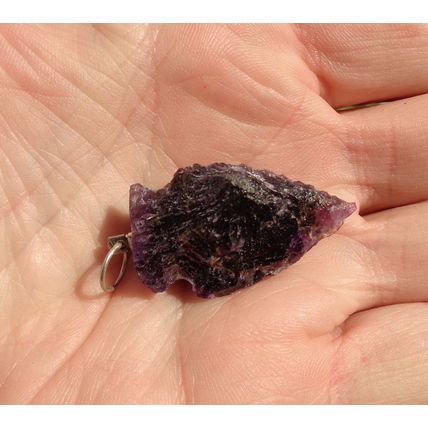A Amethyst Arrowhead Pendant Stone Bead 1.375 Inch Knapped Craft Jewelry