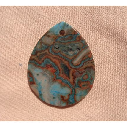 D Blue Crazy Lace Agate Gemstone Tear Drop Flat Back 1.875x1.50 Altar Energy