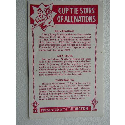 DC Thompson 1962 Cup-Tie Stars of All Nations Card Variants (ef1)