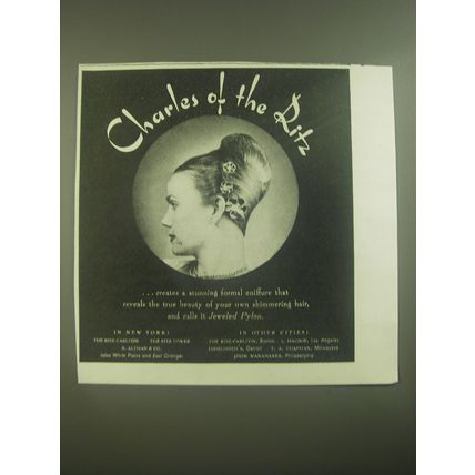 1945 Charles of the Ritz Jeweled Pylon Coiffure Advertisement