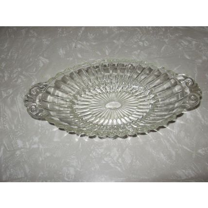 Vintage Glass Oval Handled Celery Serving Dish