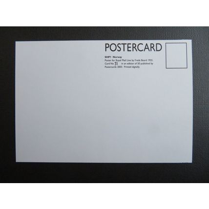Norway, Royal Mail Line Poster, SHP1, 31/50 Ltd Ed Postercard Postcard