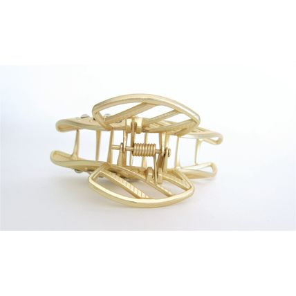 Matte silver or gold geometric metal crystal hair claw clip