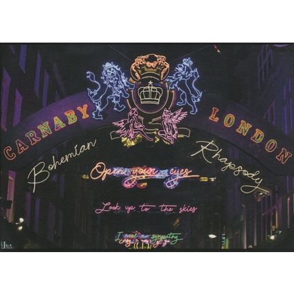 Queen Brian May Freddie Mercury London Night Illuminations Postcard