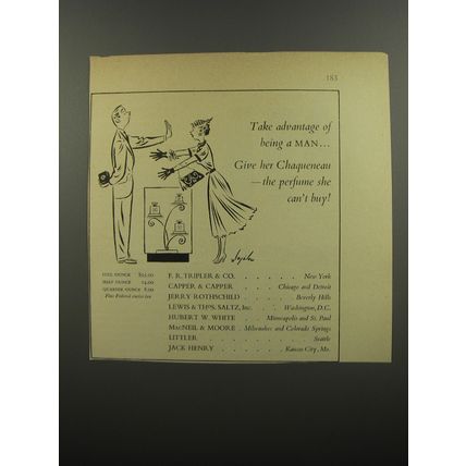 1953 Chaqueneau Perfume Ad - Take advantage of being a man