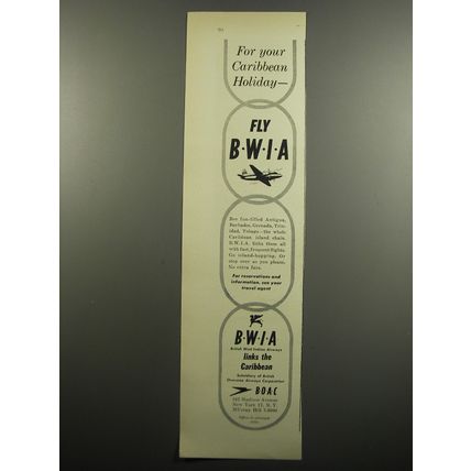 1955 BWIA Airlines Ad - For your Caribbean Holiday