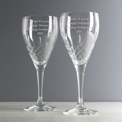 Crystal Wine Glasses Wedding anniversary engagement congratulations birthday