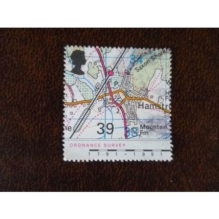 1991 GB Bicentenary of Ordnance Survey Maps Kent 1991 39p fine used stamp SG1581