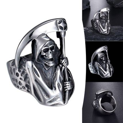 New Men’s Silver Stainless Steel Grim Reaper Ring (Sz 10)
