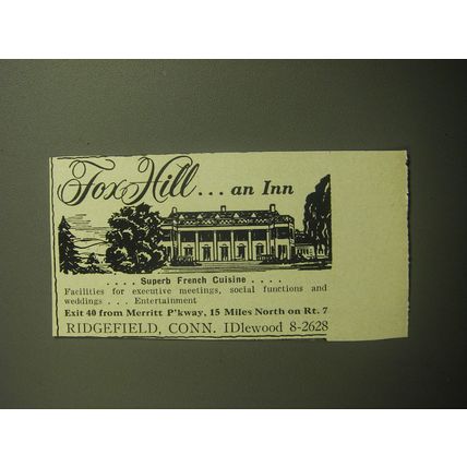1958 Fox Hill Inn Advertisement - Superb French Cuisine