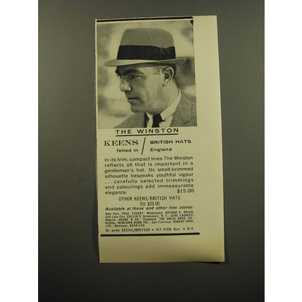 1959 Keens Winston Hat Advertisement