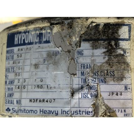 SUMITOMO RNYM05-32-5 Hyponic Drive GEAR REDUCER,50:1-RATIO,155821 410RPM,50Hz,AM
