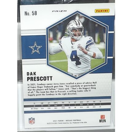 2021 Panini Mosaic DAK PRESCOTT (Cowboys) Prizm Green #58