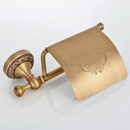 Leyden Antique Brass Toilet Paper Holder with Cover-Wall Mounted-NEW-SEALED-FAST