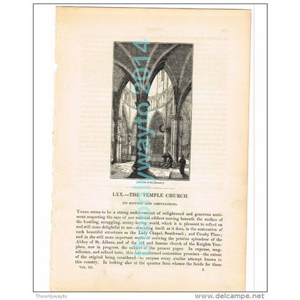 ROUND, TEMPLE CHURCH, INTERIOR, LONDON, BOOK ILLUSTRATION/PRINT, 1842