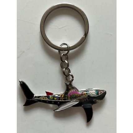 KEY RING - MULTICOLOURED METAL SHARK