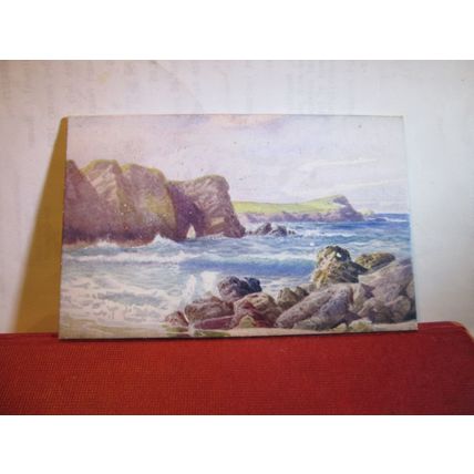 A ROUGH SEA. unused antique Panel Xmas greetings Card postcard by Faulkner =