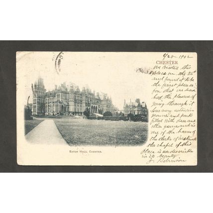 Postcard Chester Eaton Hall Interesting postmarks 1902