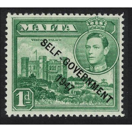 Malta Verdala Palace 1d green 'SELF-GOVERNMENT' 1948 MNH SG#236