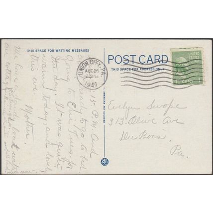 Ruggles Park on Canadohta Lake, Pennsylvania, 1941 - Curt Teich Postcard