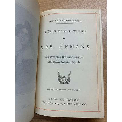 c1901 "THE POETICAL WORKS OF MRS HEMANS" ILLUSTRATED ANTIQUE BOOK (P4)