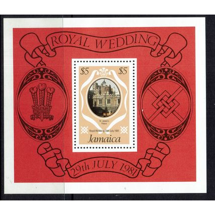 JAMAICA 1981 ROYAL WEDDING - CHARLES & DIANA MINIATURE SHEET MNH - LMS338