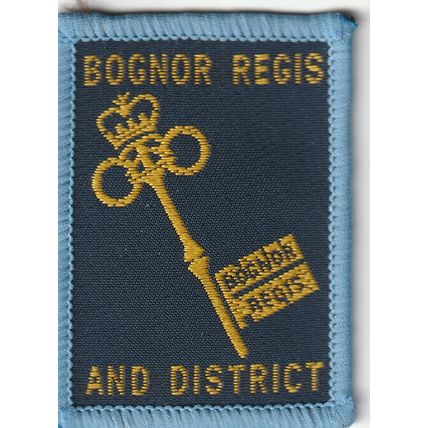 Scout Badge UK - Bognor Regis -Light Blue Binding - White Back (BY283)